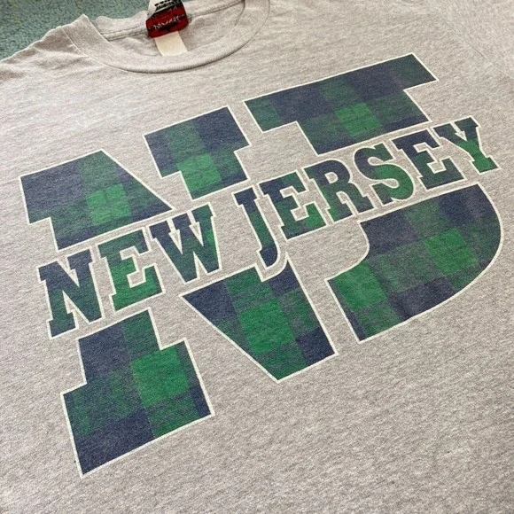 VINTAGE New Jersey Shirt Adult Large NJ State Plaid Gray Blue Green Mens 90s - Picture 6 of 12